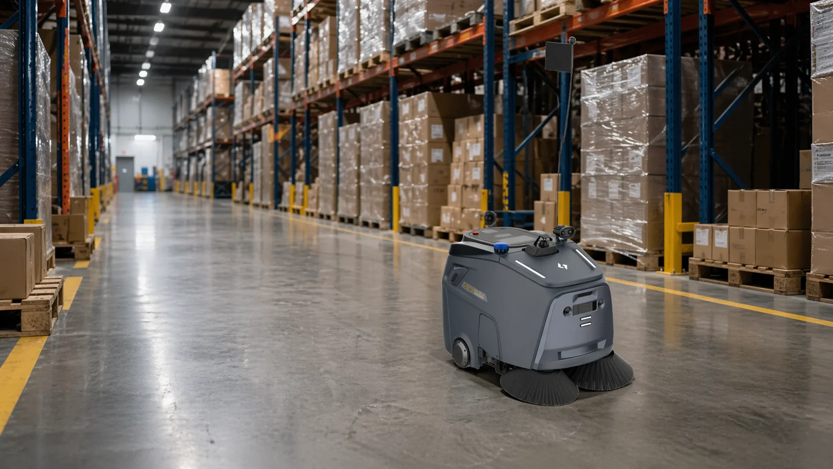 Gausium Beetle operating in a logistics environment