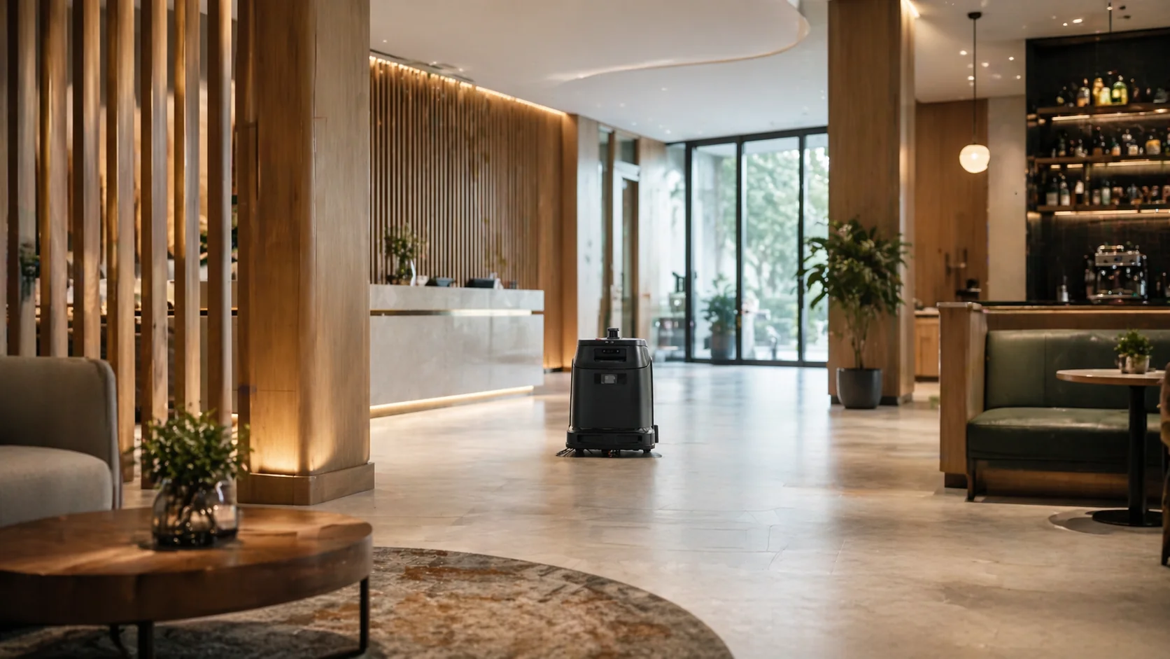 Gausium Phantas in einer Hotellobby